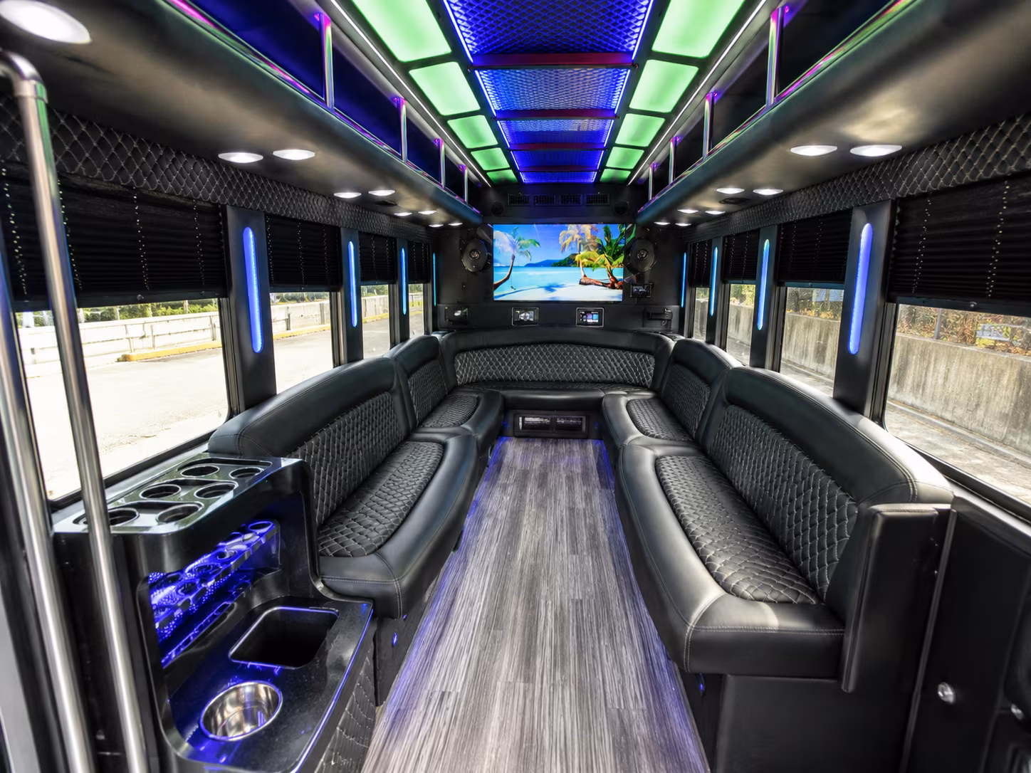 clifton 18 passenger party bus inside
