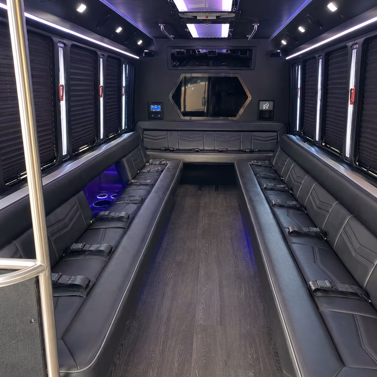 clifton 18 passenger party bus interior