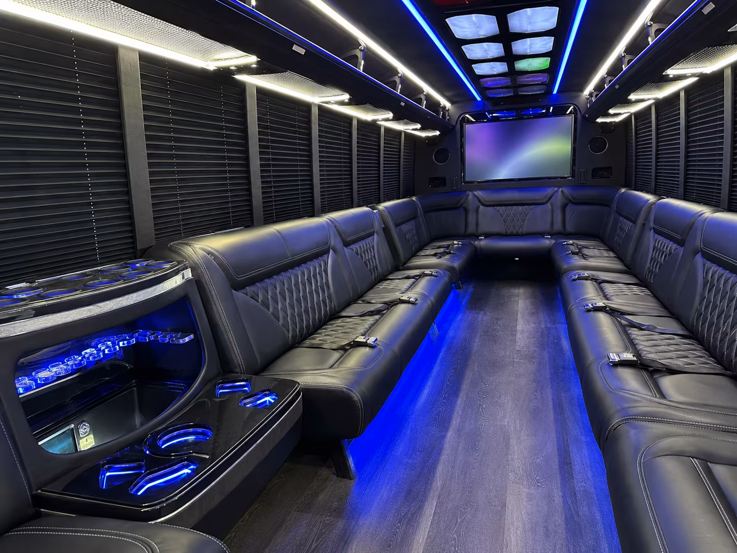 clifton 20 passenger party bus inside