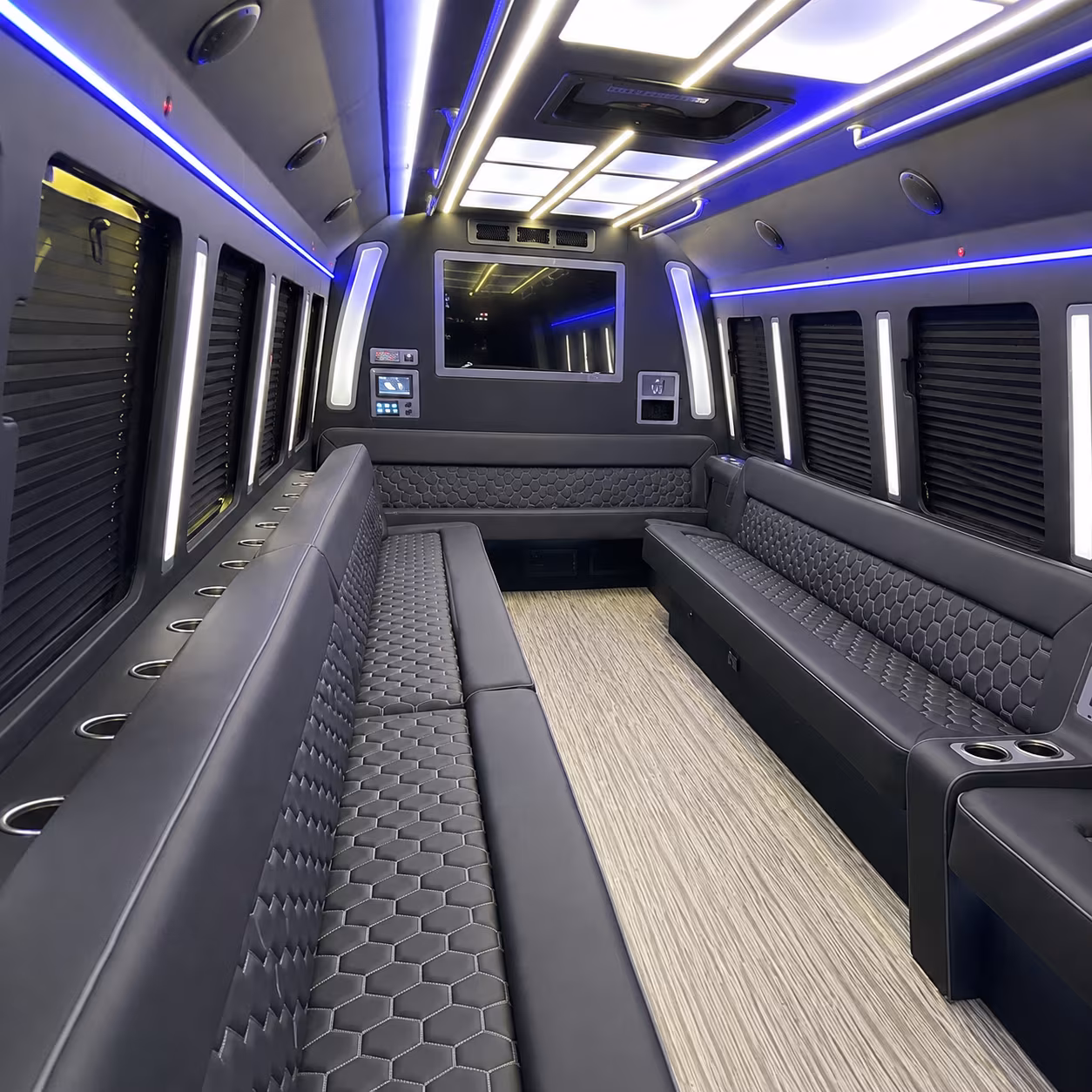 clifton 40 passenger party bus inside
