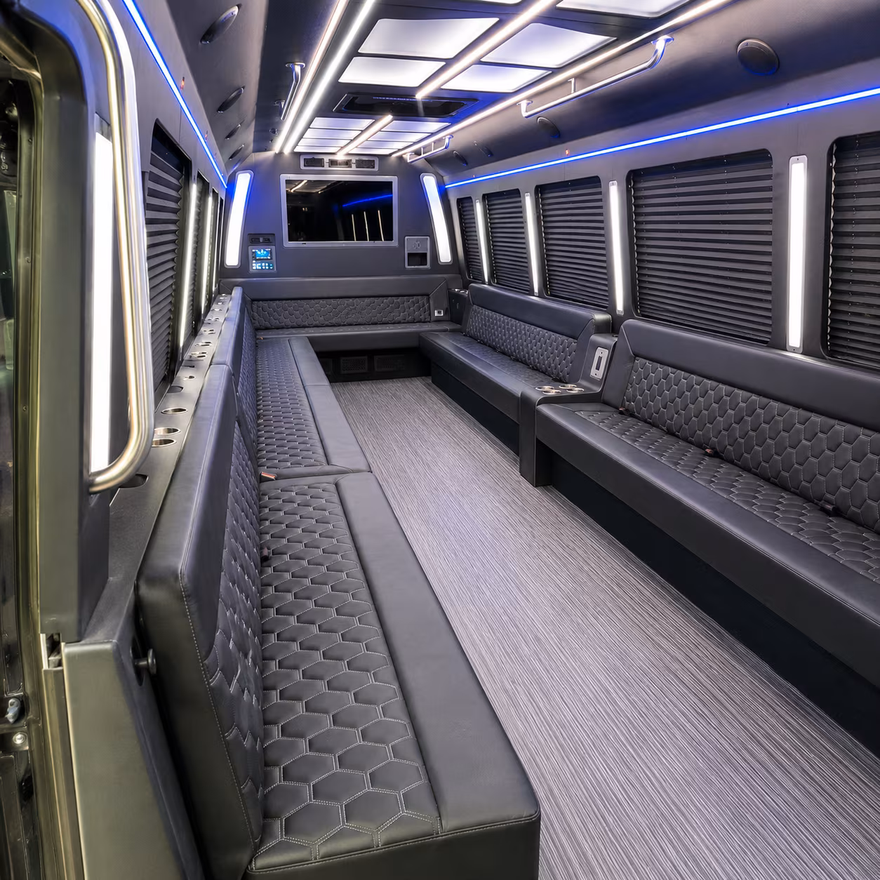 clifton 40 passenger party bus interior