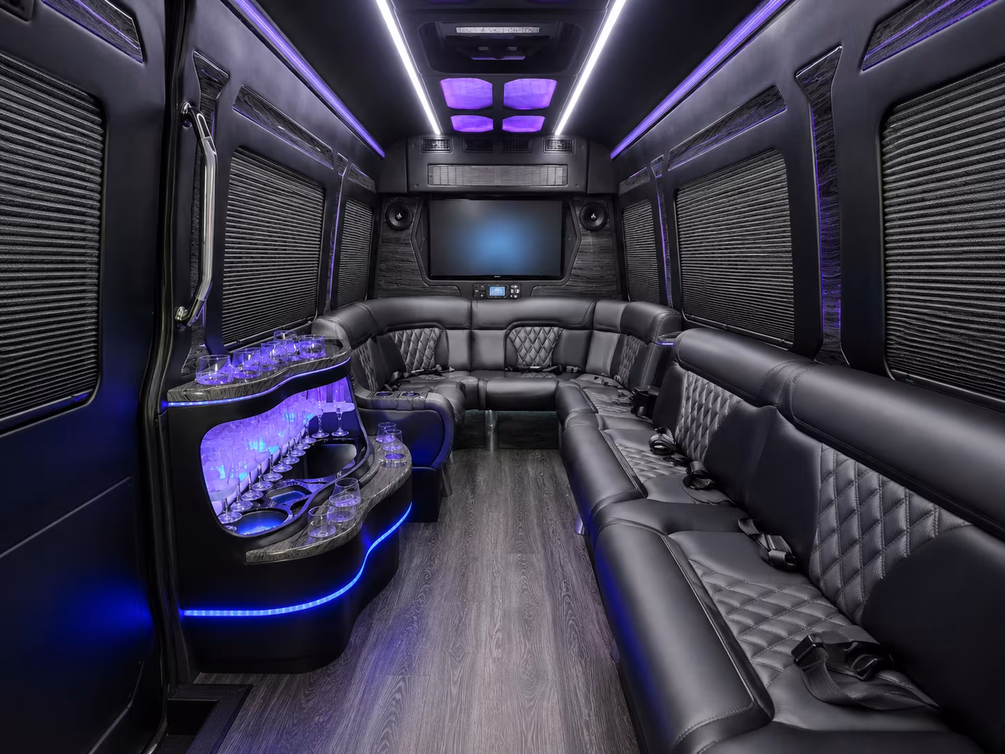 clifton 50 passenger party bus inside