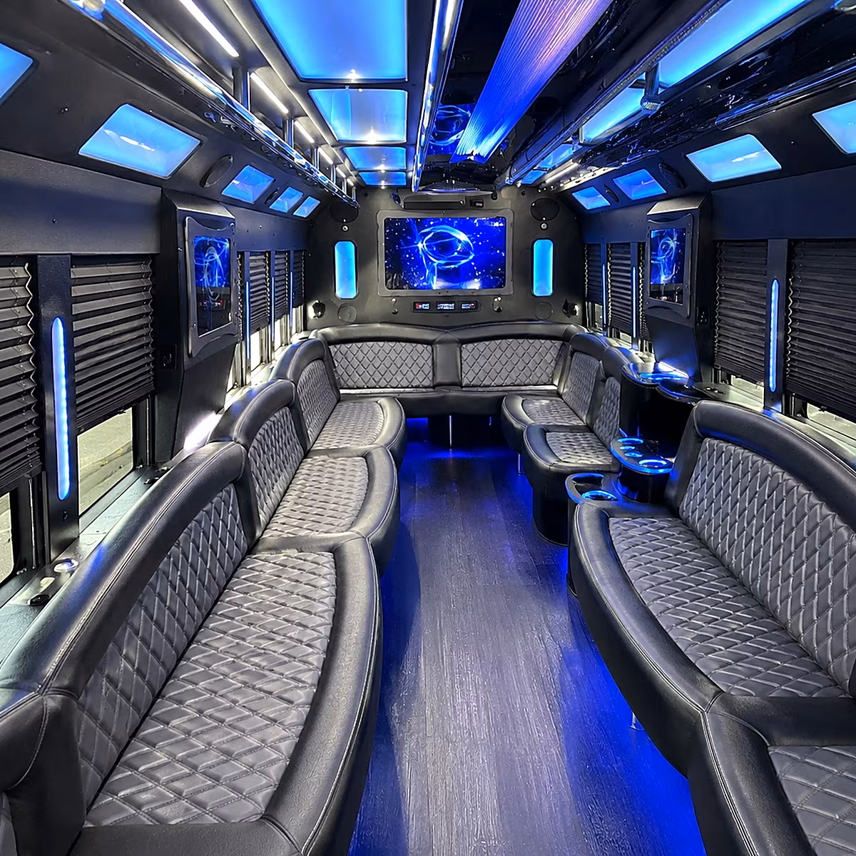 clifton 50 passenger party bus interior